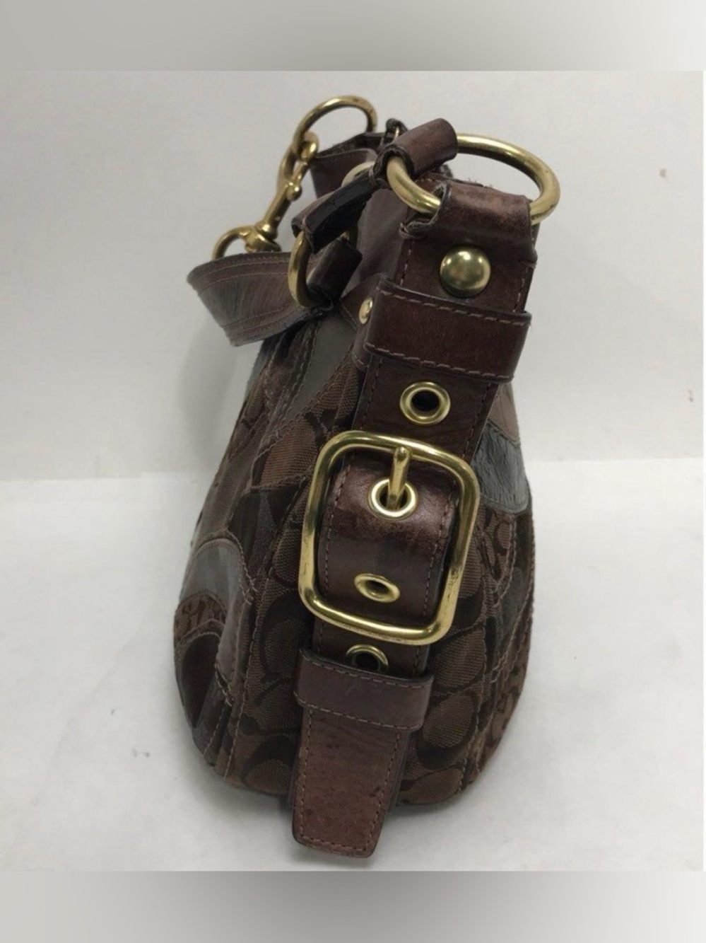 Coach Zoe Mosaic Leather Patchwork Hobo Shoulder Bag - Picture 4 of 7